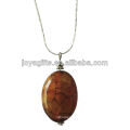 Silver chain with natural agate slice pendant necklace semi precious stone necklace